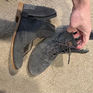 Toms Charcoal Suede Boots with Rugged Design